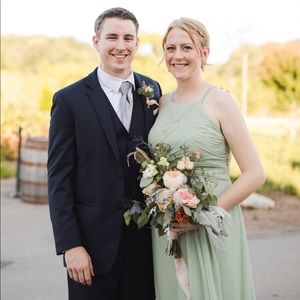 Azazie size 10 Ginger style dress in dusty sage. Worn for 1 wedding.